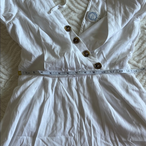 Blue Rain White Button-Front Jumpsuit/Romper - Picture 9 of 10